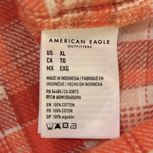 NWT American Eagle Cropped Plaid Flannel Button Down Shirt - Picture 8 of 12
